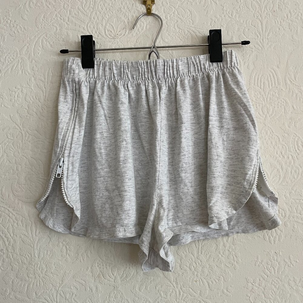 Vintage grey athletic side zip high waist cotton shorts